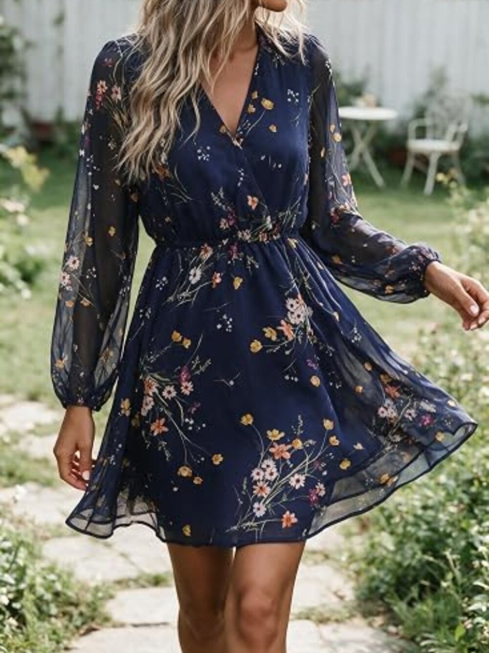 Womens Fall Floral Dress Boho Vacation Mini Wedding Guest Dresses